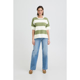 Ihlu Loose Short Sleeve Top – Iguana / White Stripe