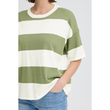 Ihlu Loose Short Sleeve Top – Iguana / White Stripe
