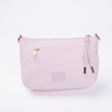 Emilia Diagonal Quilted Nylon & Leather Crossbody Bag – Pink