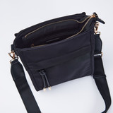Elsa Smooth Nylon Crossbody Bag – Black