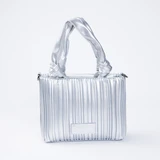 Armadillo Pleat Medium Tote – Silver