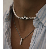 Silver Claddagh Pearl Necklace