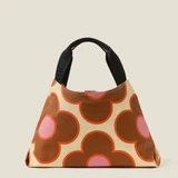 Flower Spot Persimmon Coated Cotton Shoulder Bag