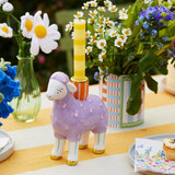 Hand-Painted Lamb Ceramic Candle Holder