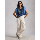 Tia Wide Leg Full Length Jeans - Natural White