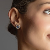 Gold Light Sapphire Cluster Stud Earrings