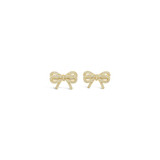 Gold Large CZ Bow Stud Earrings