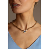 Gold Magnetic Necklace with Light Sapphire Stone