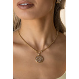 Gold Open Disc CZ Pendant Necklace