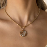 Gold Open Disc CZ Pendant Necklace