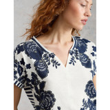 Nelly Notch Neck Print Tee - Navy Multi
