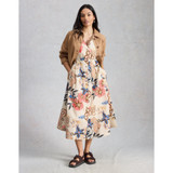 Kate Button Midi Dress - Ivory Print