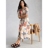 Kate Button Midi Dress - Ivory Print