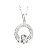 Birthstone Amethyst Silver Claddagh Pendant