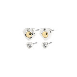 Nova Heart Stud Earrings Set (2-in-1) – Silver Plated