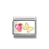 Yellow Gold Dark Pink Butterfly - Composable Charm