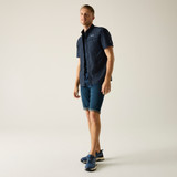 Men's Mindano Short Sleeve Shirt - Night Sky Textured Print