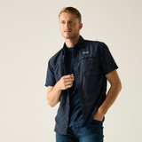Men's Mindano Short Sleeve Shirt - Night Sky Textured Print