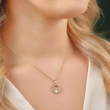 10K Gold Cz Round Claddagh Necklace