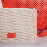 Eva Lazer Cut Leather Tote – Orange