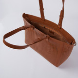 Eva Lazer Cut Leather Tote – Brown