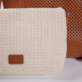 Eva Lazer Cut Leather Tote – Brown