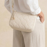 Emilia Diagonal Quilted Crossbody – Cream Lining