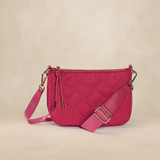Emilia Diagonal Quilted Crossbody – Fuchsia Lining
