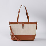 Eileen Basket Tote With Leather Straps