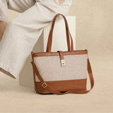 Eileen Basket Tote With Leather Straps