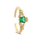 Gold Plated Emerald Green Claddagh Ring