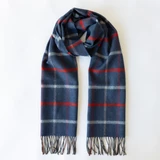 Merino Luxury Wool Scarf - Blue Check