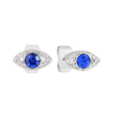 Evil Eye Stud Earrings Silver Sapphire CZ