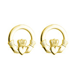 Gold Celtic Claddagh Stud Earrings