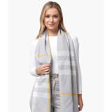 Grey, White & Gold Stripe Extra Fine Merino Giant Scarf