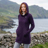 Claddagh Heart Design Side Zip Aran Coatigan