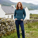 Merino Wool Cable Crew Neck Aran Sweater