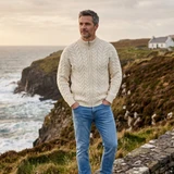 Merino Wool Full Zip Aran Cardigan