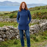 Merino Wool Side Zip Aran Coatigan