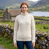 Supersoft Merino Wool Funnel Neck Aran Sweater