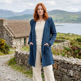 Herringbone Shawl Hooded Aran Cardigan