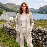 Herringbone Shawl Hooded Aran Cardigan