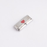 Classic Silver Engravable Red Heart Double Charm