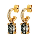 Solene Crystal Hoop Earrings - Grey