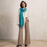 Bianca Plain Fringe Scarf - Teal
