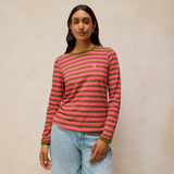 Clara Stripe Embroidered Tee - Pink Multi