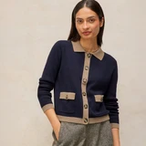 Charlotte Collar Cardi - Navy