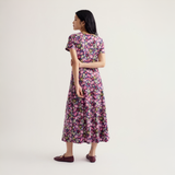 Veronica Short Sleeve Midi Dress - Sketchbook Blooms Rosa