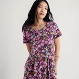 Veronica Short Sleeve Midi Dress - Sketchbook Blooms Rosa