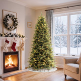 Pre-Lit Slim Everett Spruce Christmas Tree 7.5ft